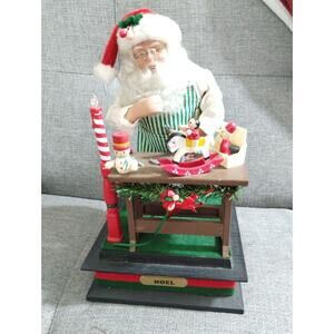 Santa Toy Workshop Lighted Musical Figure NOEL Christmas 12" vintage 1990